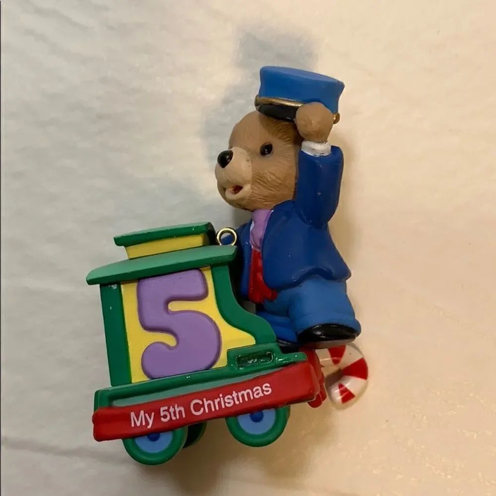 My 5th Christmas 2005 Hallmark Candy Cane Collectable Christmas Ornament Bear